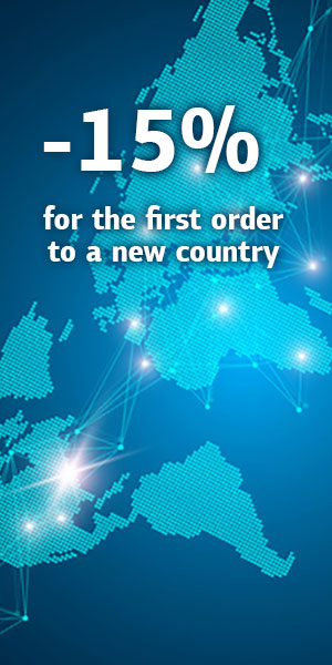 15% discount for the first order to a new country
